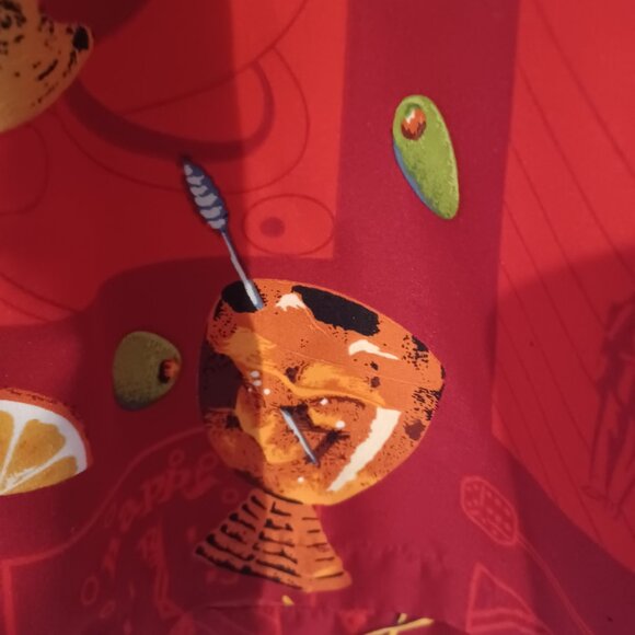 Bill Blass Shirt Men S Red Button Down Short Sleeve Cocktails Martini Fun - Picture 5 of 7